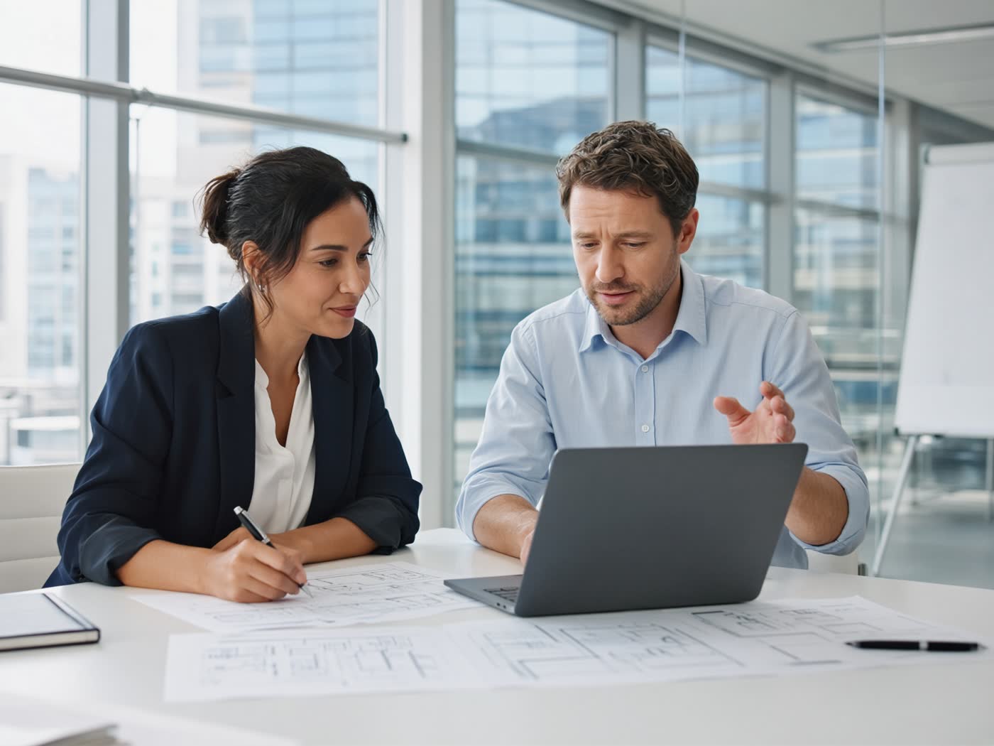 Professionals reviewing a role together