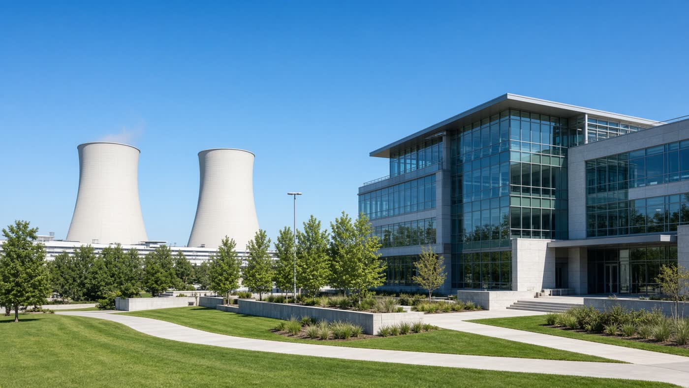 Nuclear generating station in daylight
